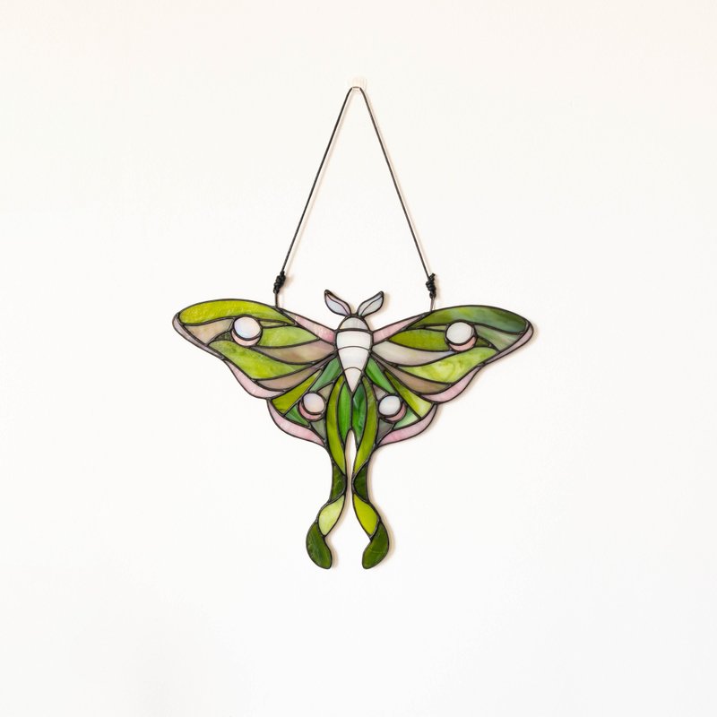 Stained glass moth panel, Suncatcher, Glass home decor, Anniversary gift - 壁貼/牆壁裝飾 - 玻璃 