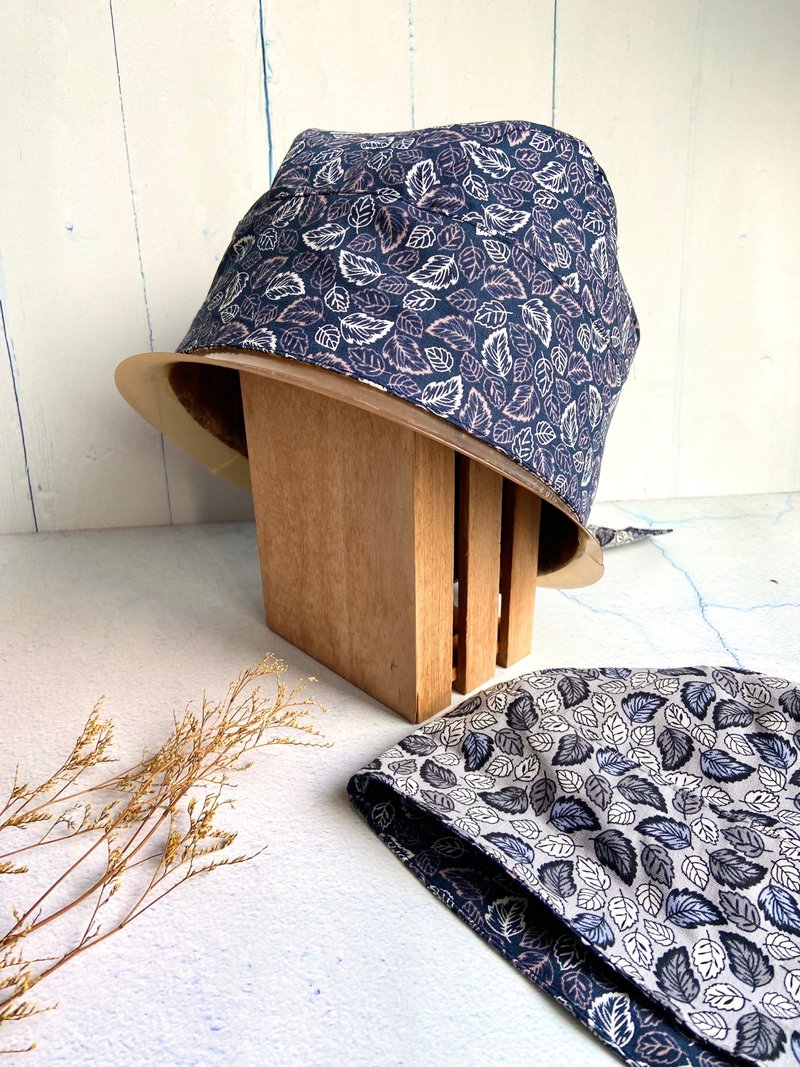 Leaf double-sided turban hat work hat cooking hat surgical hat chemotherapy hat made of pure cotton - หมวก - ผ้าฝ้าย/ผ้าลินิน 