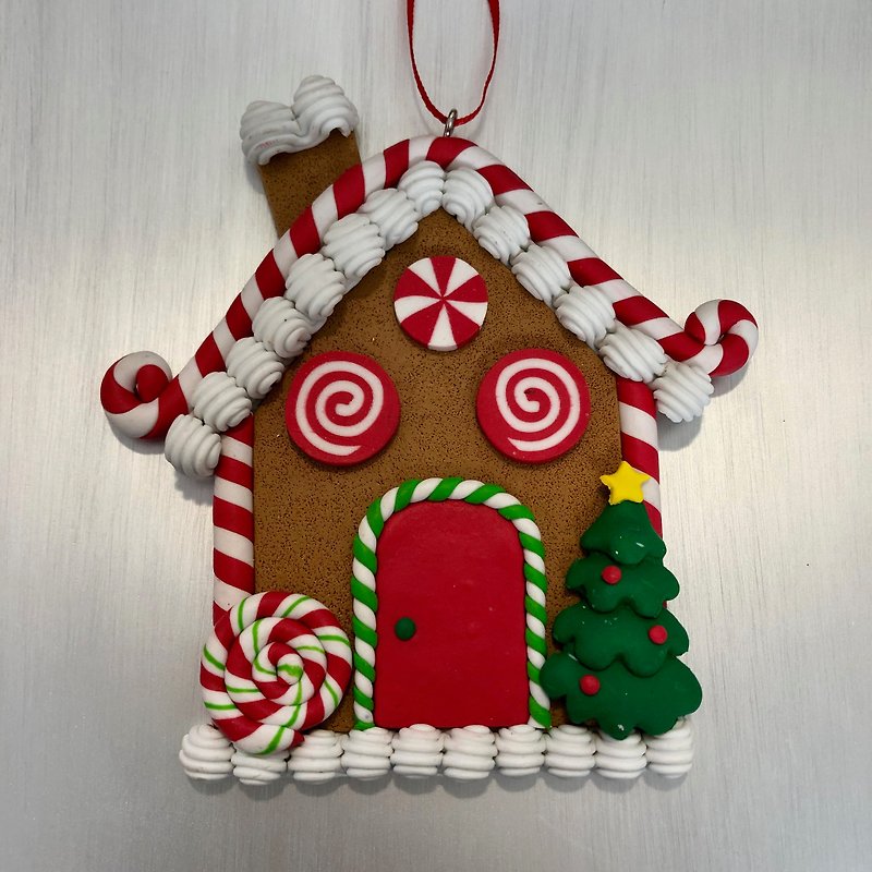 Candy Christmas Gingerbread House Charm - Items for Display - Pottery Brown