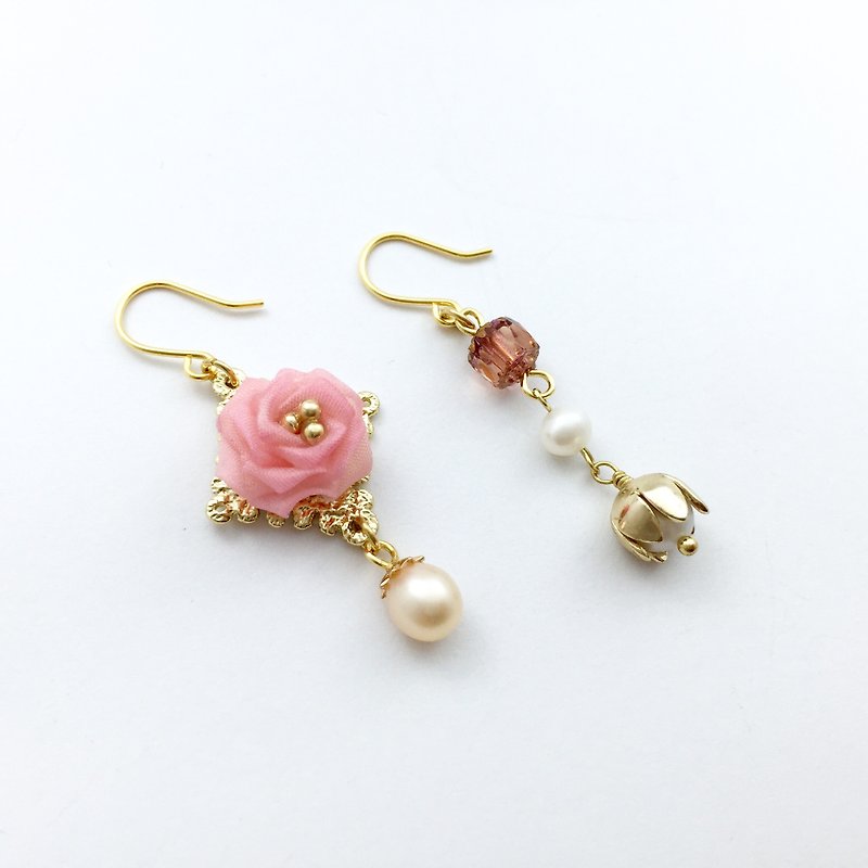 [若桑]|琅|Little Prince (Le Petit Prince). Roses.つまみ 工. - Earrings & Clip-ons - Gemstone Pink