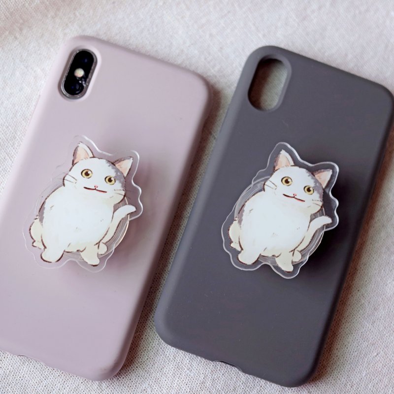 Awkward and polite smiling cat cat mobile phone airbag holder mobile phone holder mobile phone holder meme - อื่นๆ - อะคริลิค ขาว