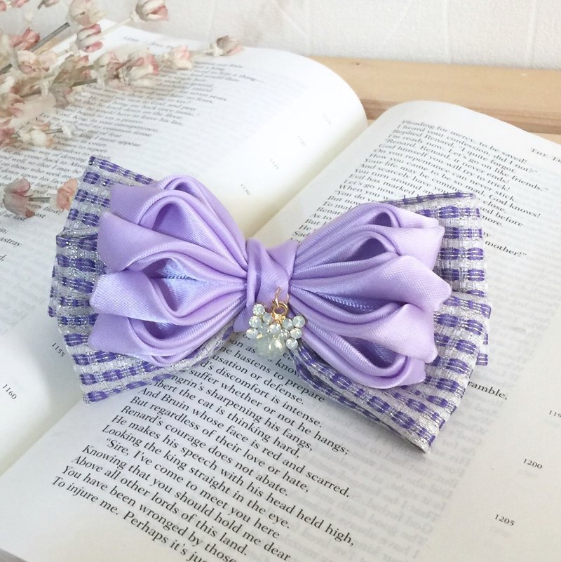 Pink purple / elegant handmade cloth banana clip spring clip automatic clip shark clip hair comb and hair fork - Hair Accessories - Other Materials Purple