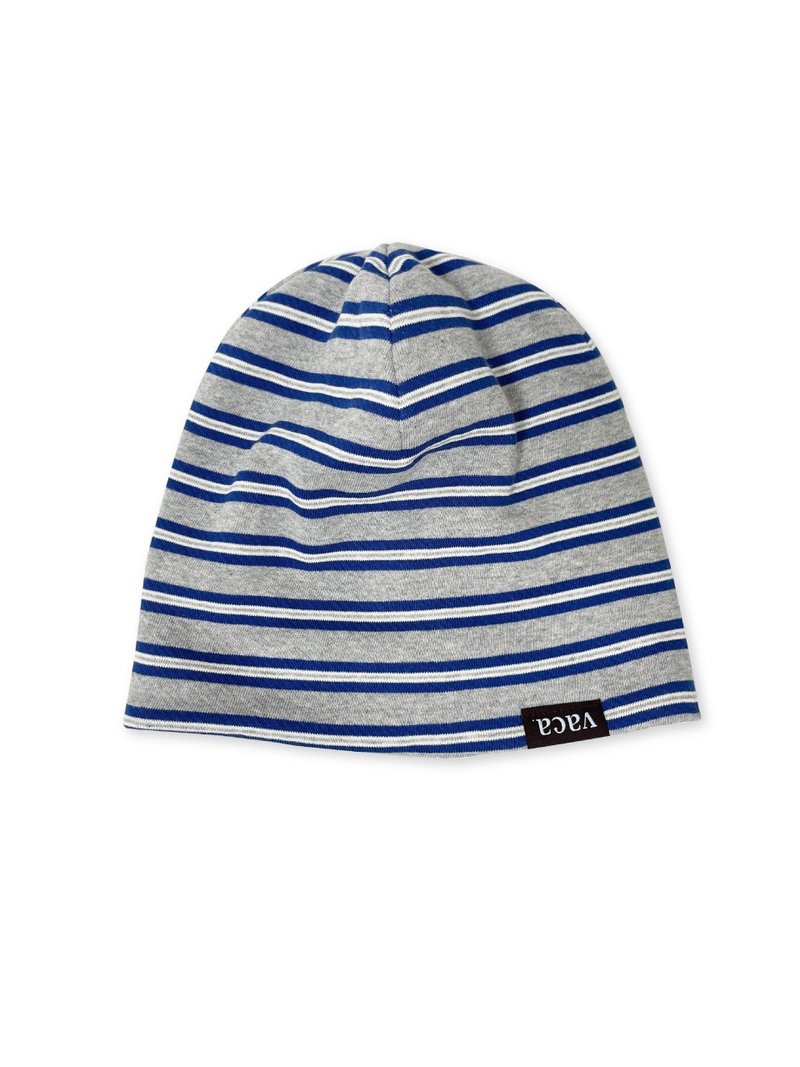 GREY STRIPE BEANIE - 帽子 - 棉．麻 灰色