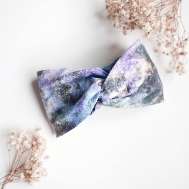 Tie dye/handmade/Headband/Elastic band [Starry sky] - Hair Accessories - Cotton & Hemp Black