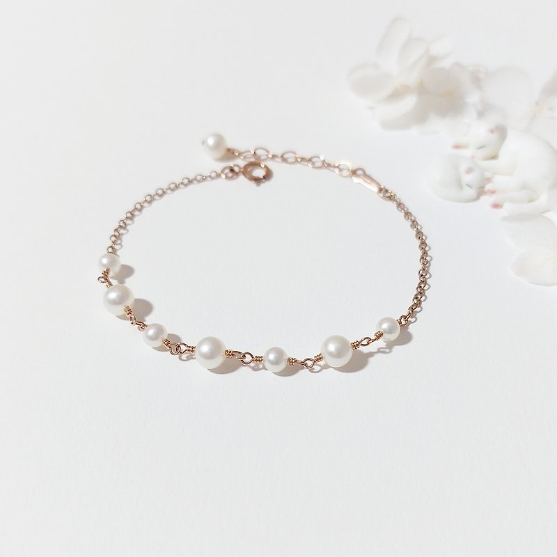 Freshwater Pearl x 14KGF Rose Gold bracelet - สร้อยข้อมือ - โรสโกลด์ สึชมพู