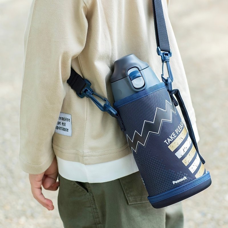 【孔雀Peacock】800ML保冷壺/保溫壺 直飲+水杯(附杯套)-海軍黑藍 - 保溫瓶/保溫杯 - 不鏽鋼 藍色