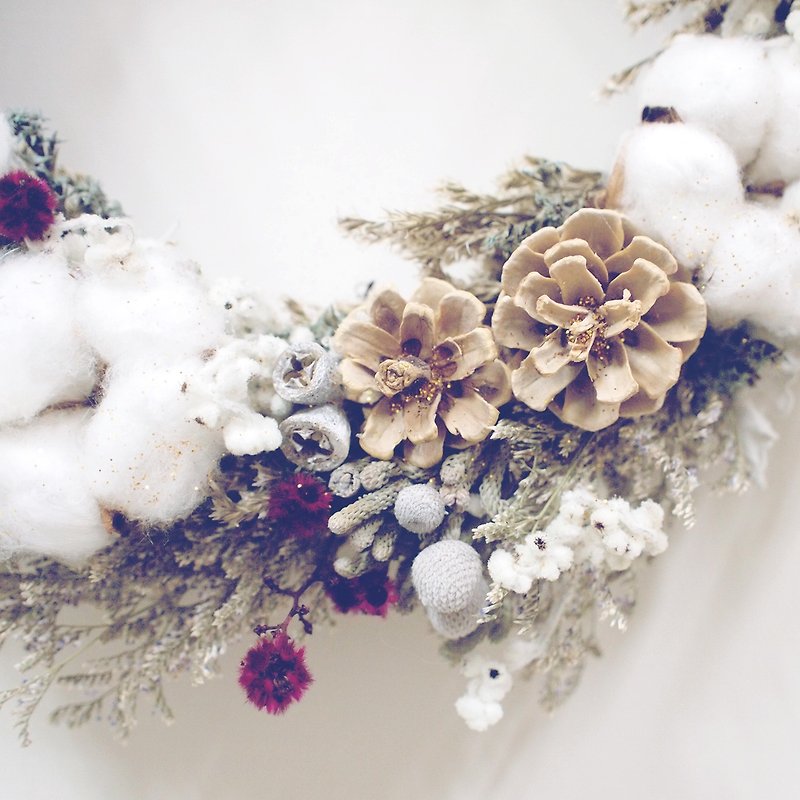 hananego | Jinjin Hu dry eye large wreath Limited models - ตกแต่งต้นไม้ - พืช/ดอกไม้ ขาว