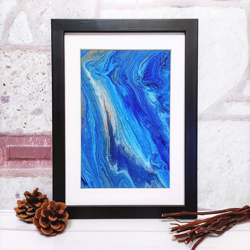 Hand-painted original painting•Wings of Canghai fluid art original painting-framed floating art abstract painting home furnishing - โปสเตอร์ - กระดาษ 