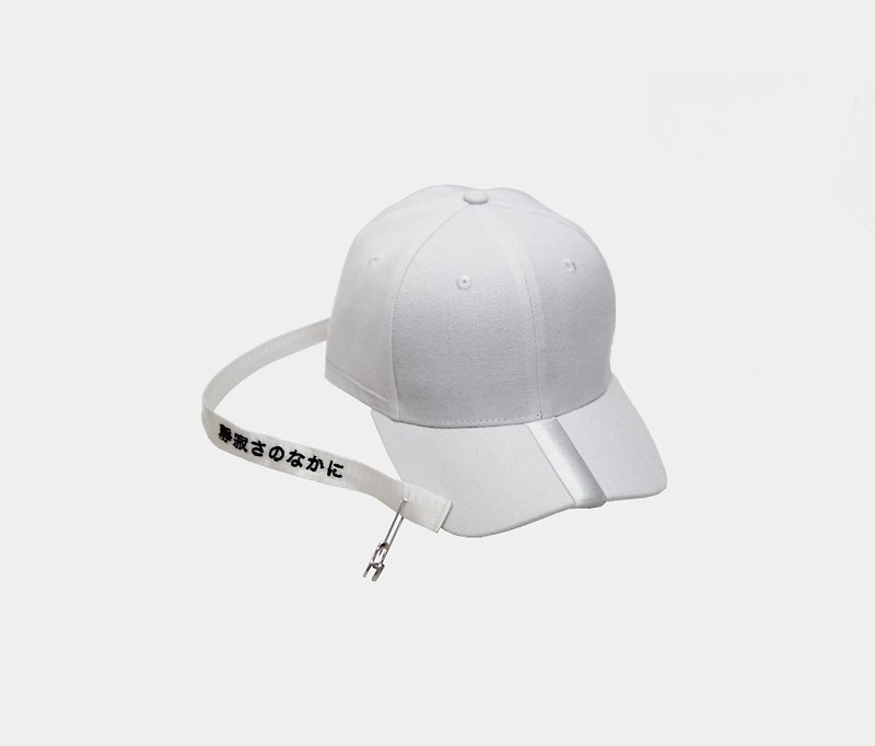 KAKY CAP 01-日文字刺繡老帽棒球帽 - 帽子 - 聚酯纖維 白色