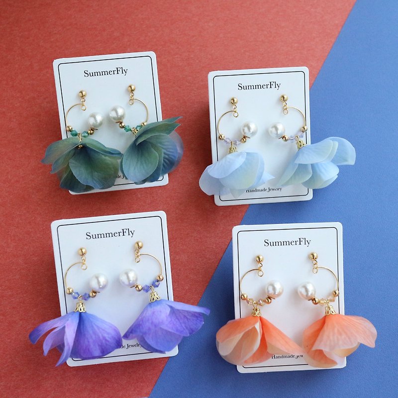 flower petal earrings drop earrings birthday gift Valentine's Day  bridal - Earrings & Clip-ons - Silicone Multicolor