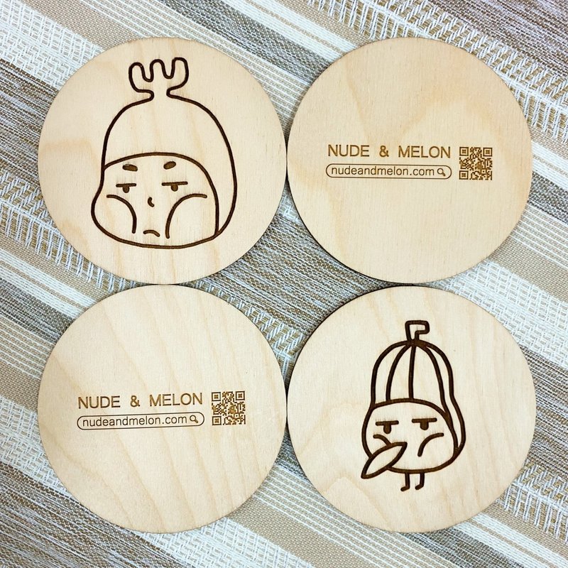 Flatten you // Wooden coaster - ที่รองแก้ว - ไม้ สีกากี