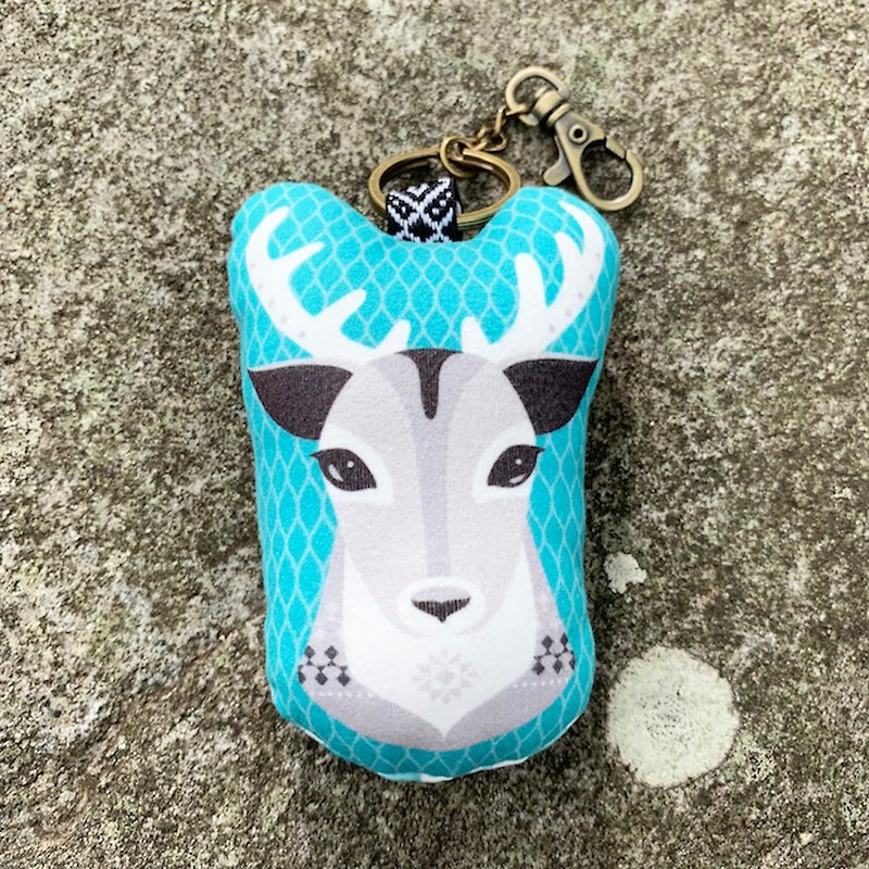 [Forest Animal Series] Q Version White Deer Two-Use Charm Key Ring (Cut Type) - ที่ห้อยกุญแจ - เส้นใยสังเคราะห์ ขาว