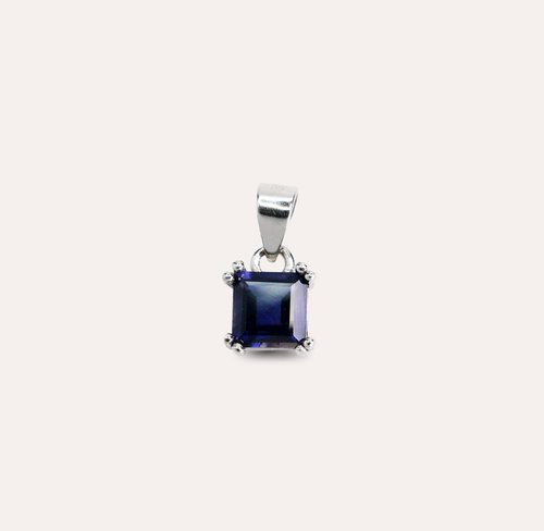 安珠 AND JEWEL 每天配戴的天然寶石 安珠 堇青石 藍色 方形 5mm 墜子 經典系列 Square P 寶石銀飾 A