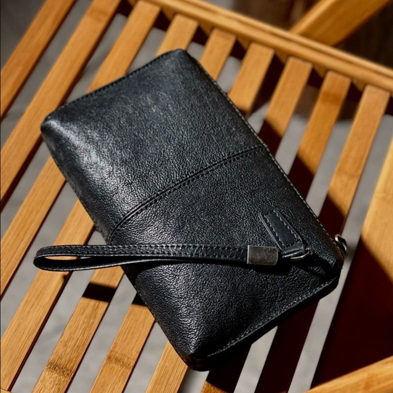 軟皮牛皮長款皮夾錢包 男士商務手拿錢夾 - 錢包/皮夾/長短夾 - 真皮 咖啡色