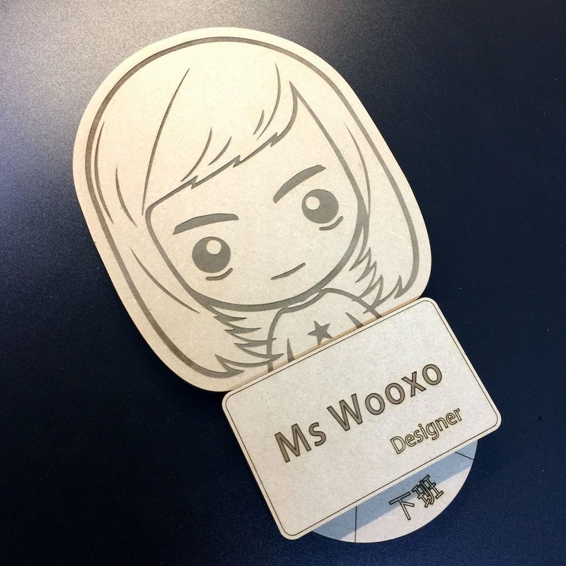 WOOXO Q head magnetic absorption personal brand status brand OFFICE Taiwan custom - ที่ตั้งบัตร - ไม้ สีกากี