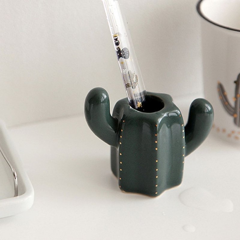 Dailylike modeling ceramic toothbrush holder -05 Zhuang Zhuang cactus, E2D49061 - Pottery & Ceramics - Porcelain Green