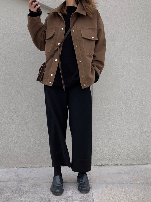 3rd Paradise 羊毛拼接短夾克 卡其色 I Wool Patchwork Jacket