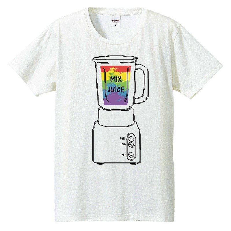 T-shirt / Square mix juice - เสื้อยืดผู้ชาย - ผ้าฝ้าย/ผ้าลินิน ขาว
