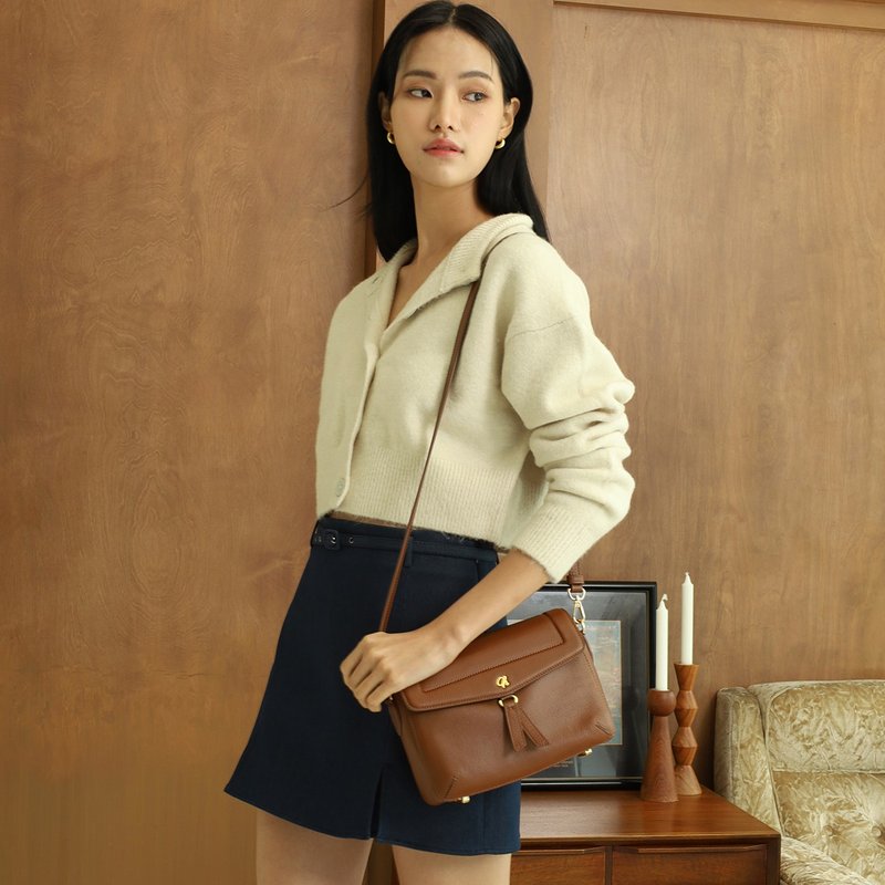 Ruby (Chocolate) : Leather bag, Cross-body bag, Brown, Handbag - 手提包/手提袋 - 真皮 咖啡色