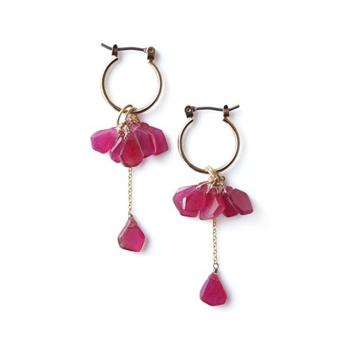 7WAY Ruby Fragment Chandelier Titanium Hoop Earrings Rosaire