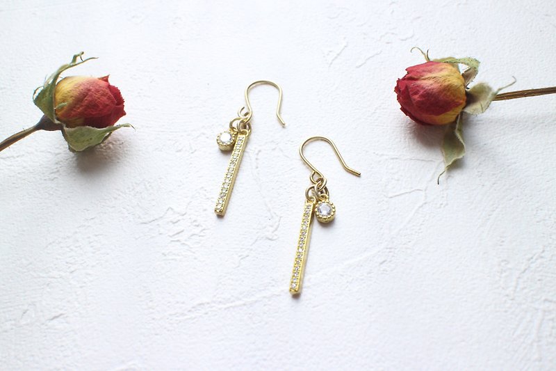 Wishing star-Brass handmade earrings - ต่างหู - ทองแดงทองเหลือง สีทอง