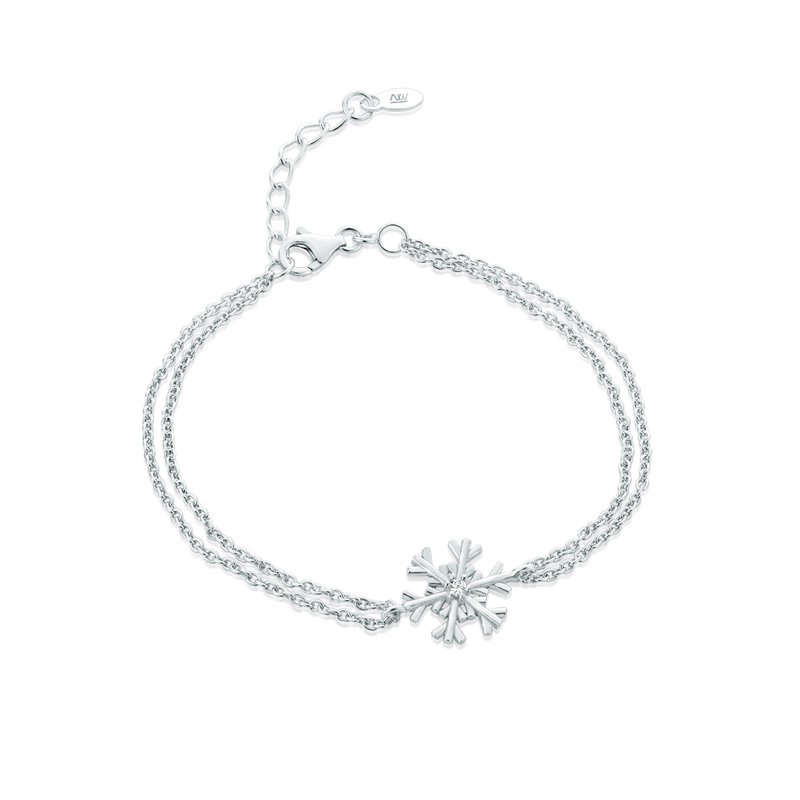 【Gift box】925 Silver Diamond Snow Bracelet - 手鍊/手環 - 純銀 銀色