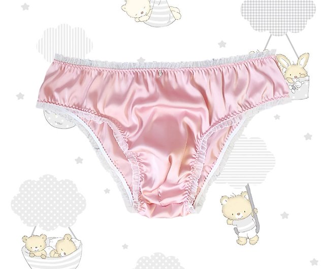 Baby Pink silk fabric briefs with Ruffles, Silk Satin Panties for men -  Shop MezhanHook Men's Underwear - Pinkoi