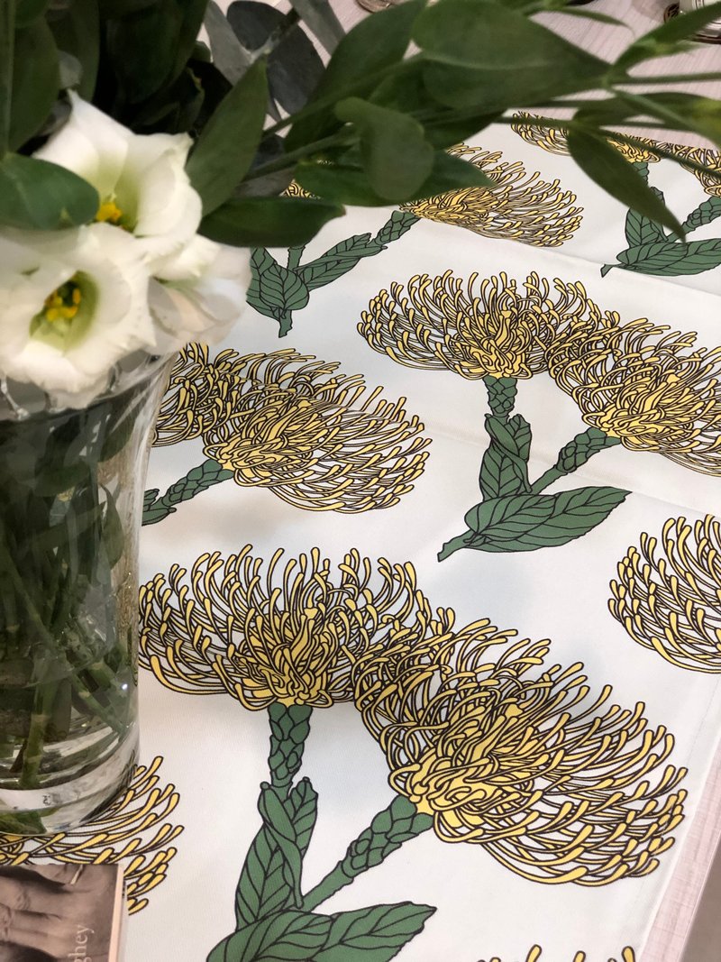 高磅數純棉帆布 (黃色針狀帝王花 ) 1單位100公分 - 編織/刺繡/羊毛氈/縫紉 - 棉．麻 