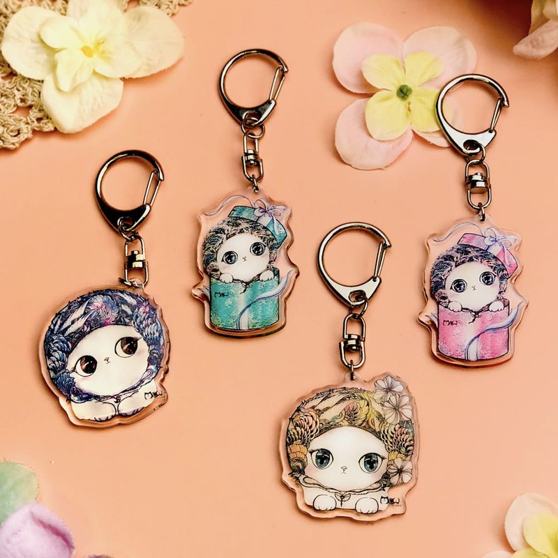 Key ring | Charm | Epoxy Acrylic-Warm cat series 4 optional - Charms - Acrylic Multicolor