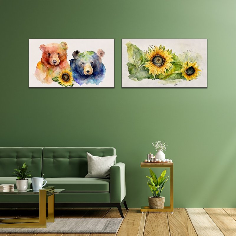 Bear and Sunflower Series - AI Art - ภาพวาดพอร์ทเทรต/ภาพวาด/ภาพประกอบดิจิทัล - วัสดุอื่นๆ หลากหลายสี