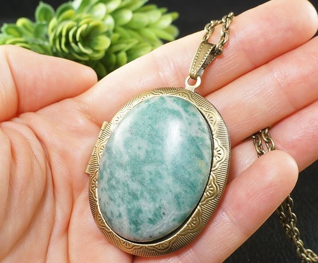 グリーンモスアゲートロケット 大型記念品ペンダントネックレス 思い出