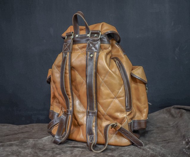 Explorer Backpack three-pocket backpack full leather 2-tone style