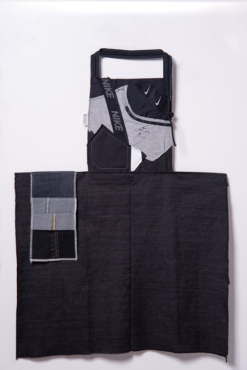 [Sustainable renovation] REHOW designer work clothes/aprons _REMAKE limited products (denim dark blue + - ผ้ากันเปื้อน - ผ้าฝ้าย/ผ้าลินิน 