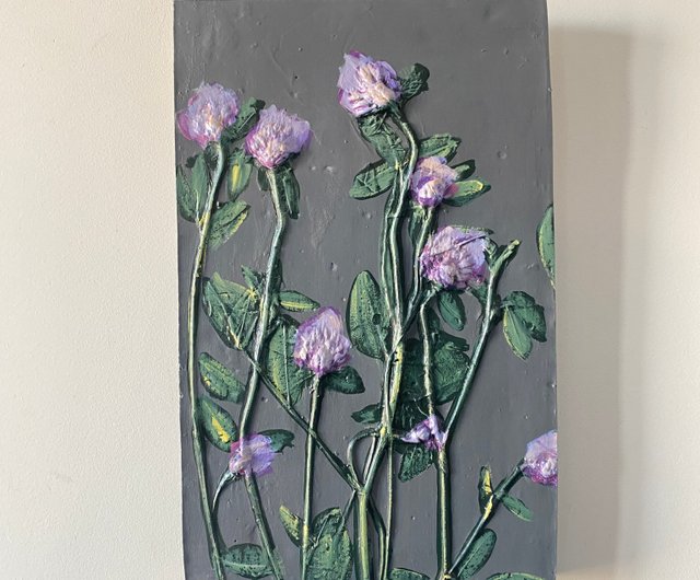 絵画 「シロツメクサ」作者 H.K 詳細不明 絵画 「シロツメクサ」作者 H.K 詳細不明