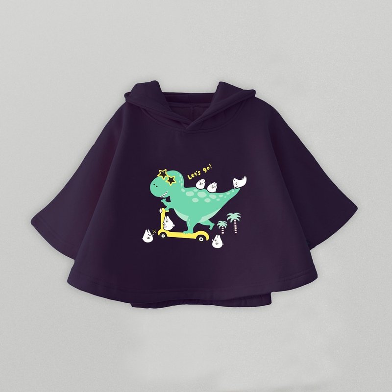 Kid-Mochi Rabbit and Tyrannosaurus Skateboarding Kids Cape Hoody - Tops & T-Shirts - Cotton & Hemp Blue