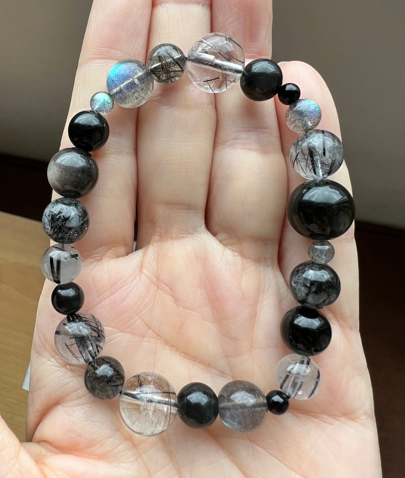 ||客製訂單|| 能量手環。黑髮晶/黑碧璽/髮晶/紫幽靈/超七/黃水晶 - 手鍊/手環 - 水晶 多色