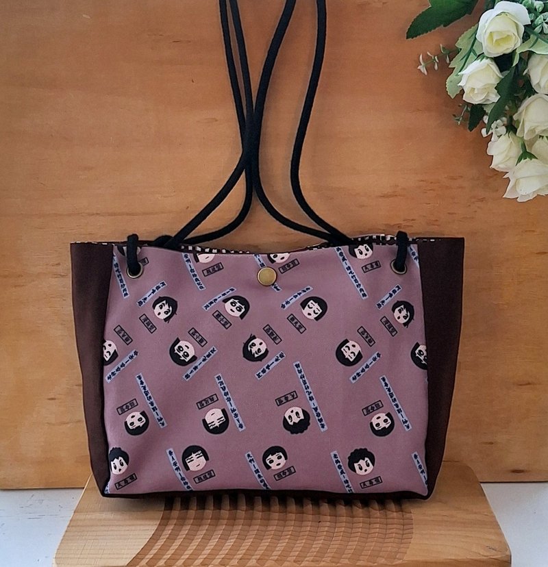 設計師款印花時髦拖特包-台灣小妹妹 - 側背包/斜背包 - 聚酯纖維 