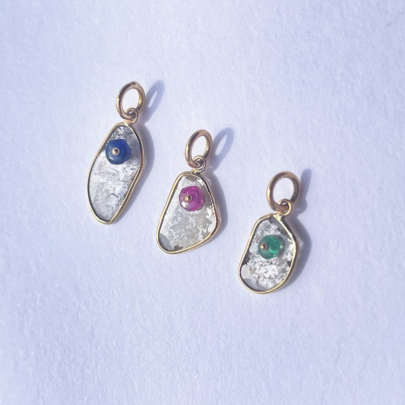 Nebulous Starfield Drift Salt & Pepper Diamond + Precious Stone Pendant Necklace - สร้อยคอ - เพชร สีเงิน