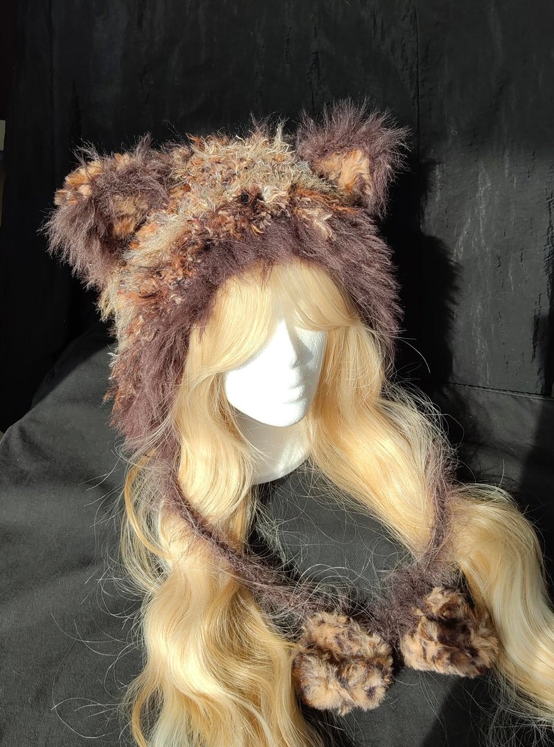 Leopard Print Cat Ear Hood | Leopard Cat Ear Hooded Hat | Handmade Statement Cap - Hats & Caps - Other Materials 