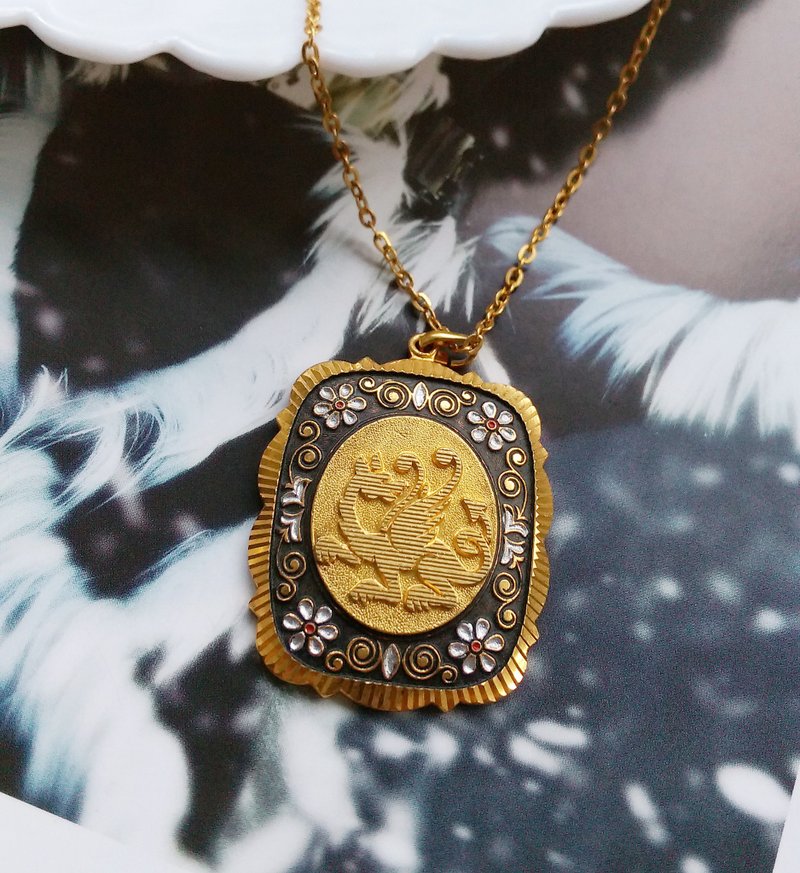 DAMASCENE 西班牙大馬士革首飾 神坐騎 項鍊。西洋古董飾品 - 項鍊 - 其他材質 金色