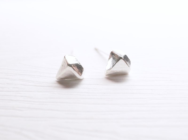 Two cents Silver[Silver diamond earrings] - ต่างหู - เงิน สีเงิน