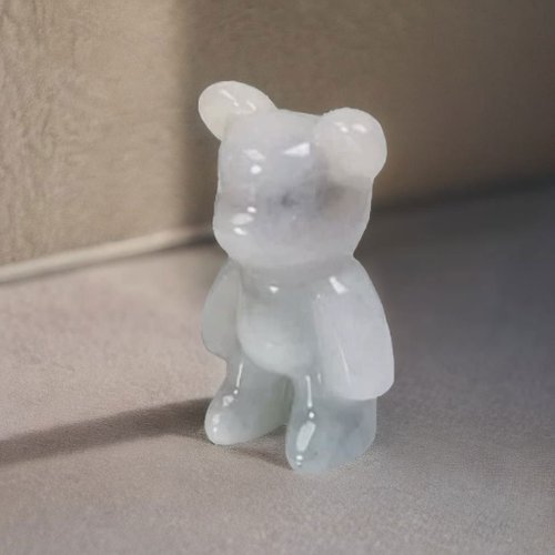 瓔珞珠寶盒 E.L.Jewelry Box 【熊熊玉見你】天然飄花翡翠可愛小熊擺飾|天然緬甸翡翠A貨|送禮