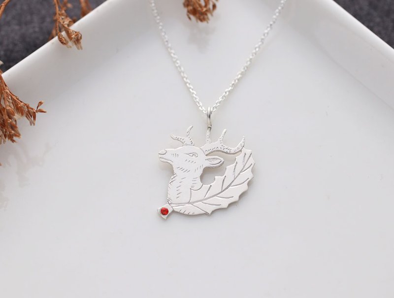 ni.kou 純銀 聖誕 馴鹿 動物 墜飾 項鍊 - 項鍊 - 其他金屬 