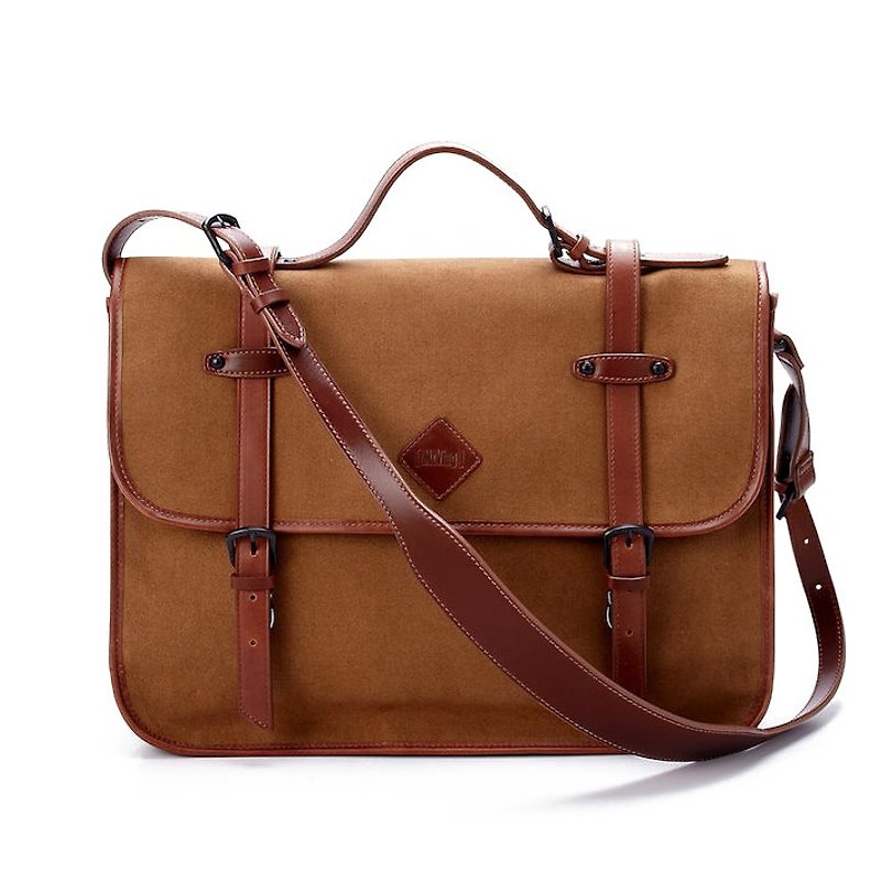 Brown suede MF retro bag - กระเป๋าแมสเซนเจอร์ - วัสดุอื่นๆ สีนำ้ตาล