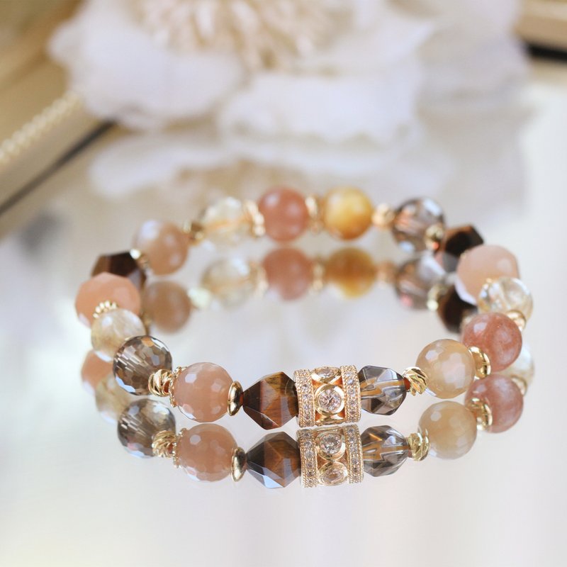 Blonde Stone Citrine. Monte Carlo. Lucky and Lucky Crystal Bracelet 8mm - Bracelets - Crystal Brown