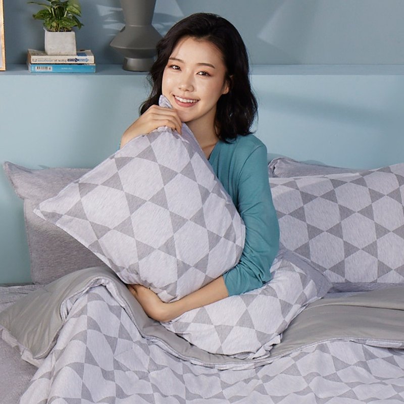 Hexagonal Geometric Envelope Pillowcase 1 Pack - Silver Gray - หมอน - ผ้าฝ้าย/ผ้าลินิน สีเทา