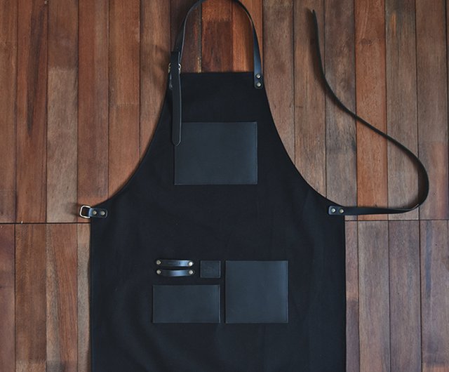 ソウル発】レザーワークエプロン（ブラック） - ショップ VACHIMAKER