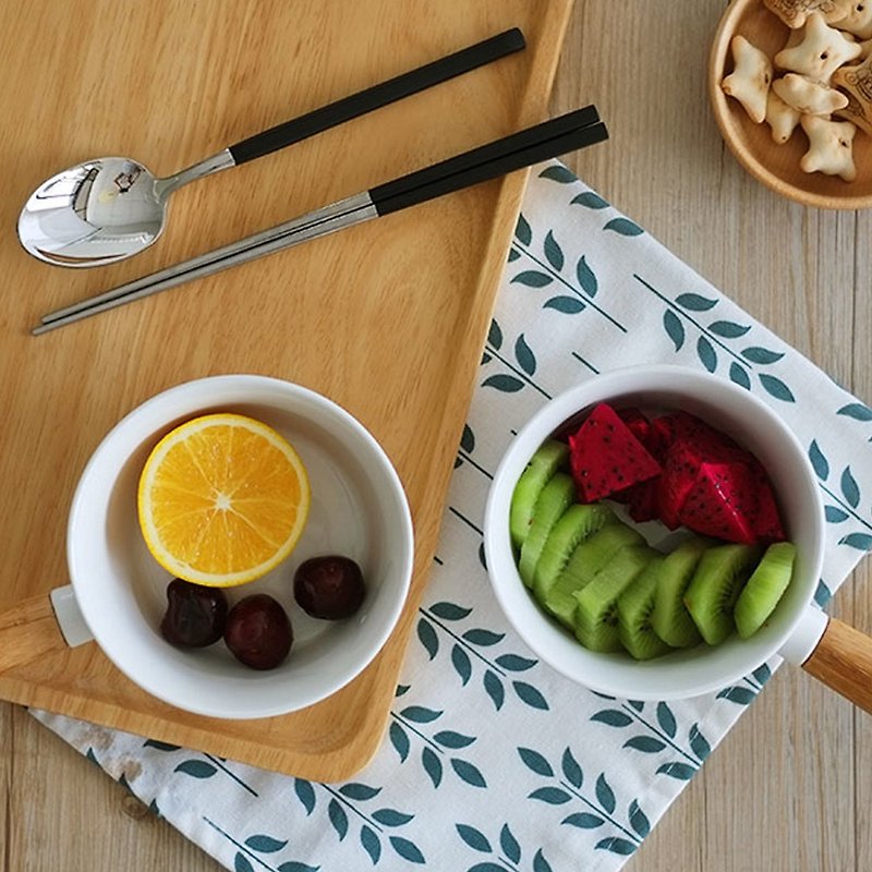 LINKIFE 白瓷系列 日式簡約竹柄早餐碗/沙拉碗 - 碗 - 陶 
