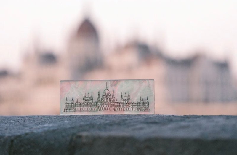 印章 月光 布達佩斯 匈牙利國會大廈 母貝貼面印章 - 印章/印台 - 壓克力 