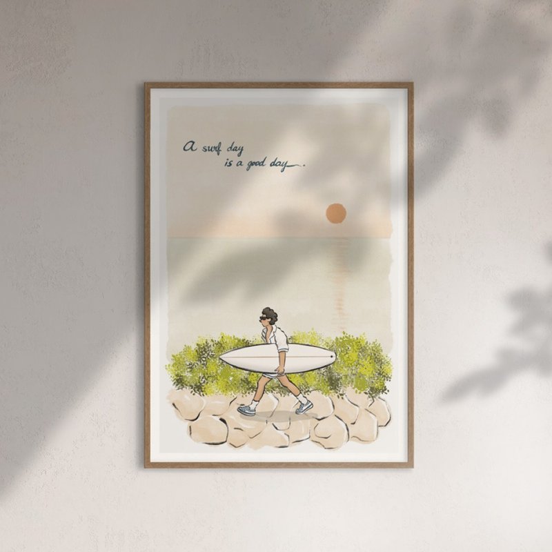 a surf day is a good day 印刷畫作 牆壁裝飾 - 海報/掛畫/掛布 - 紙 白色